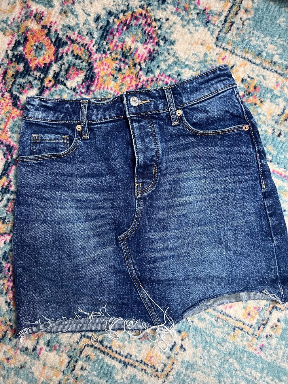 Old Navy Button Fly Denim Mini Skirt Blue